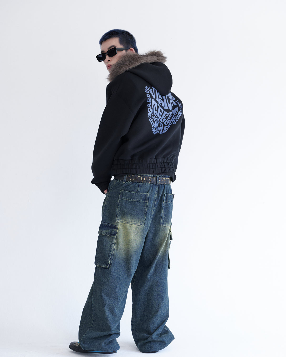 Ponch fur hood zip hoodie / ポンチファーフードZIPパーカー