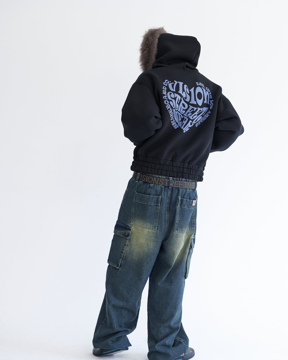 Ponch fur hood zip hoodie / ポンチファーフードZIPパーカー
