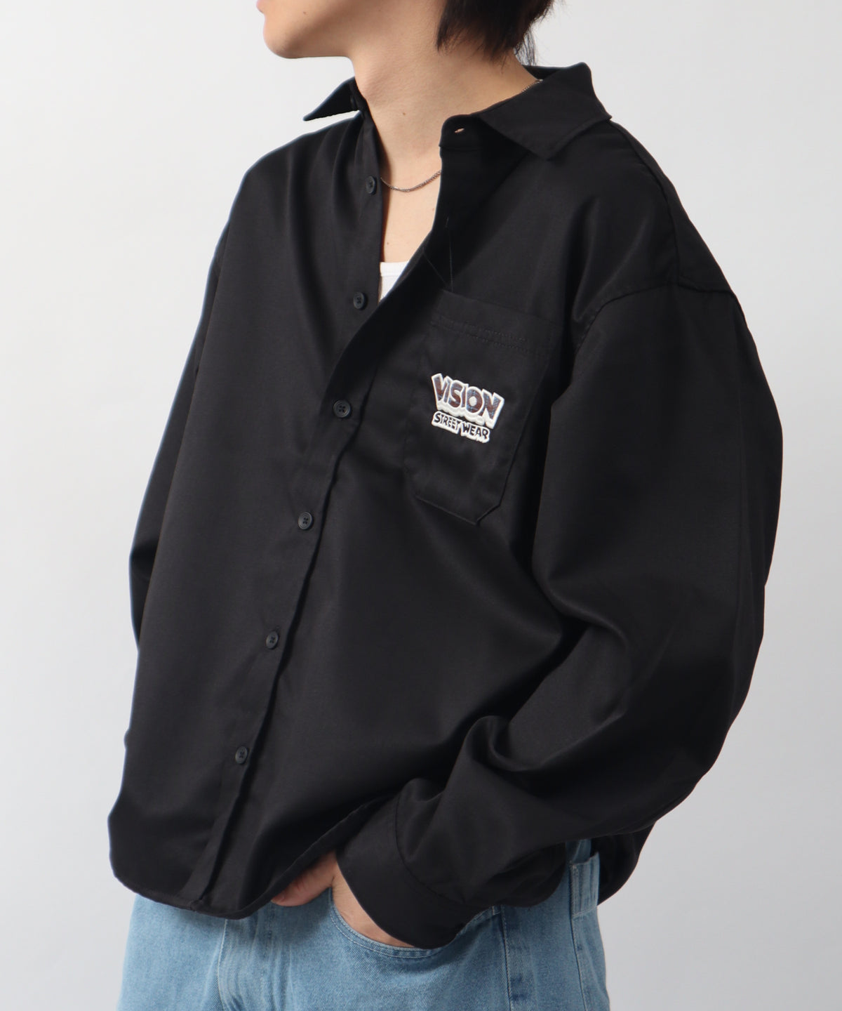 Ghost shirt / 異素材ロゴゴーストシャツ