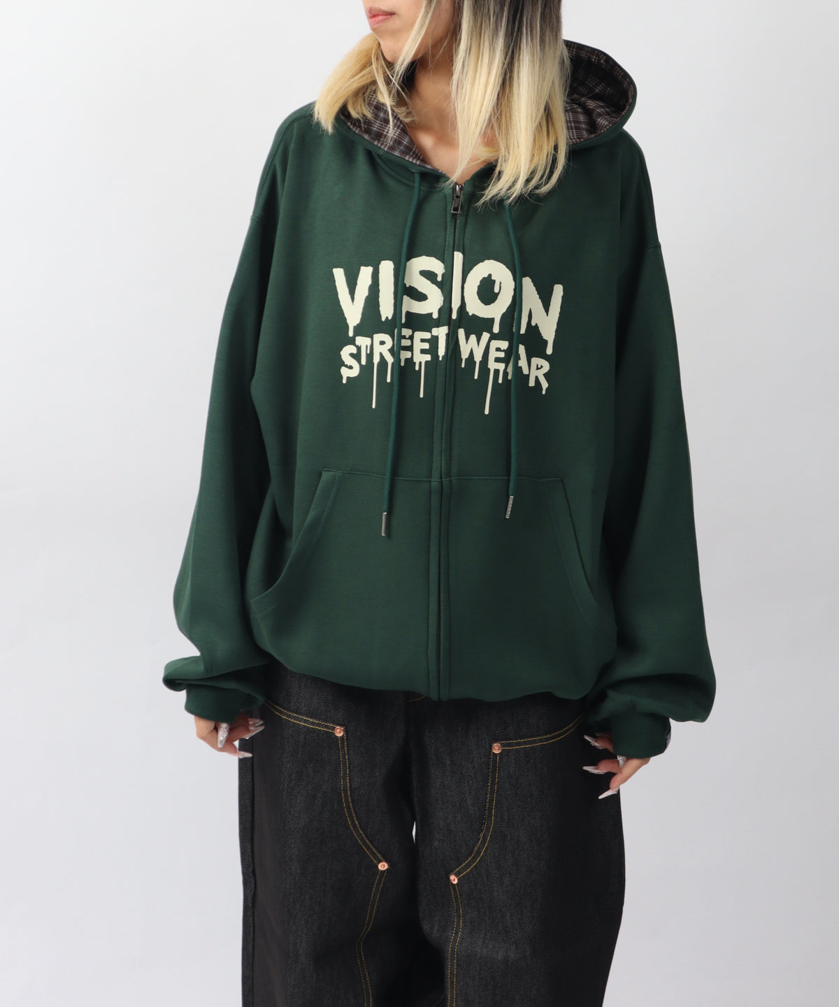 Ghost check hood ZIPPK / ゴーストチェックフードパーカー
