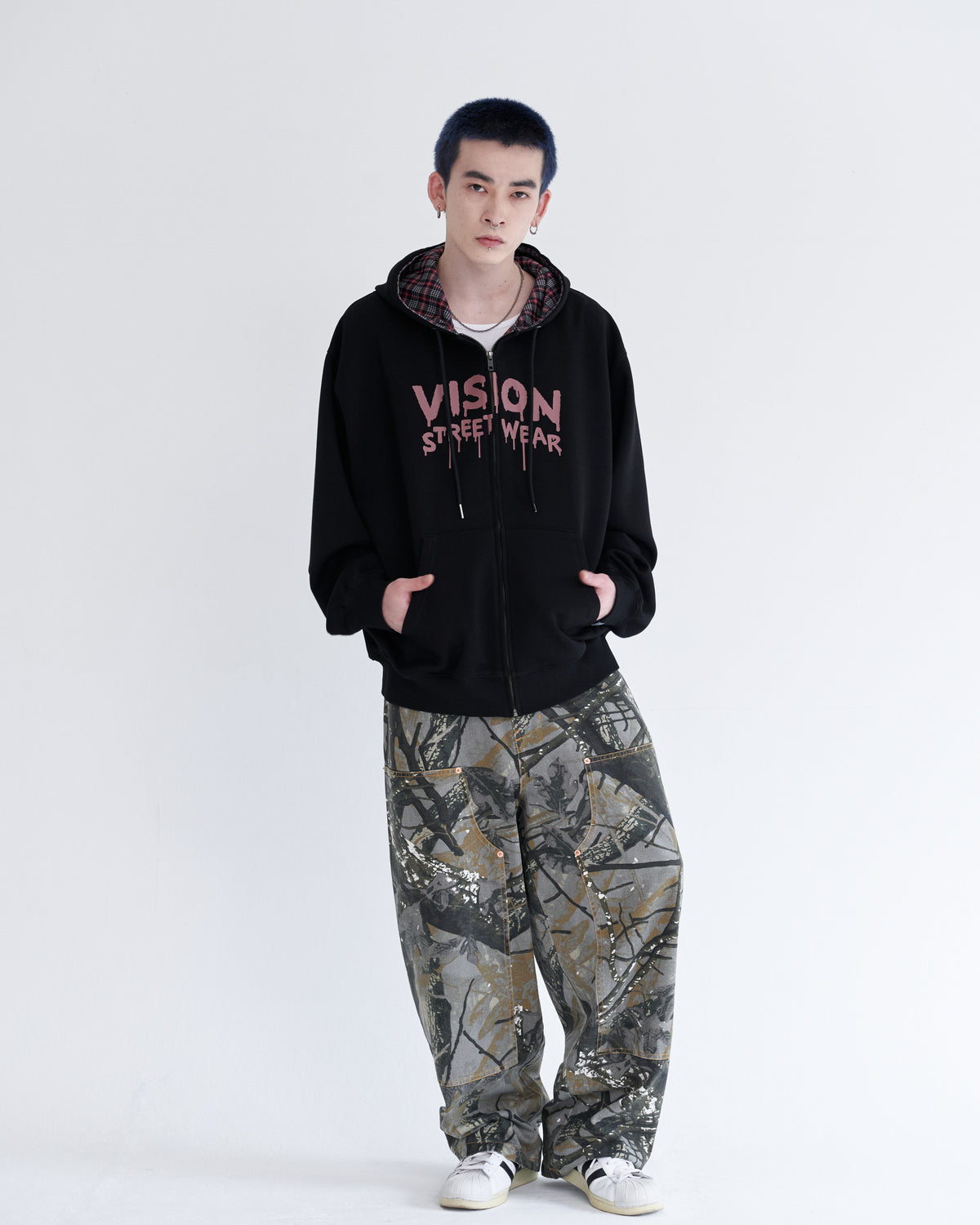 Ghost check hood ZIPPK / ゴーストチェックフードパーカー