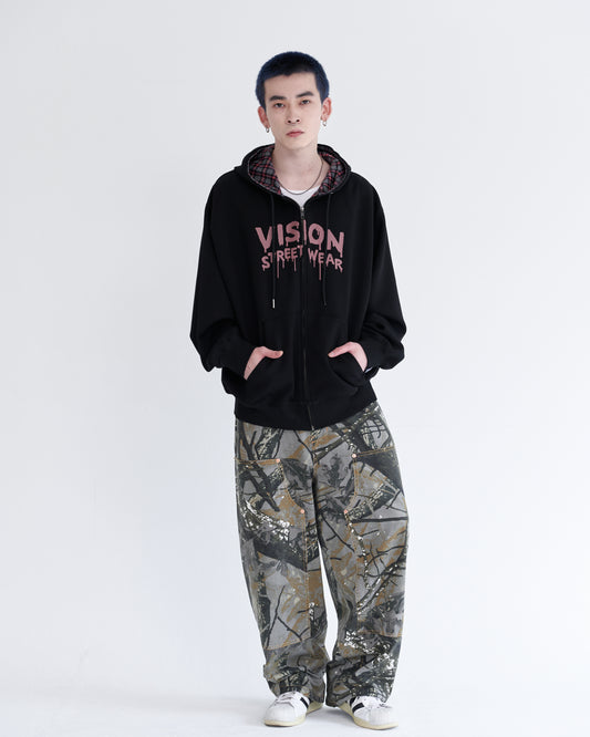 Ghost check hood ZIPPK / ゴーストチェックフードパーカー