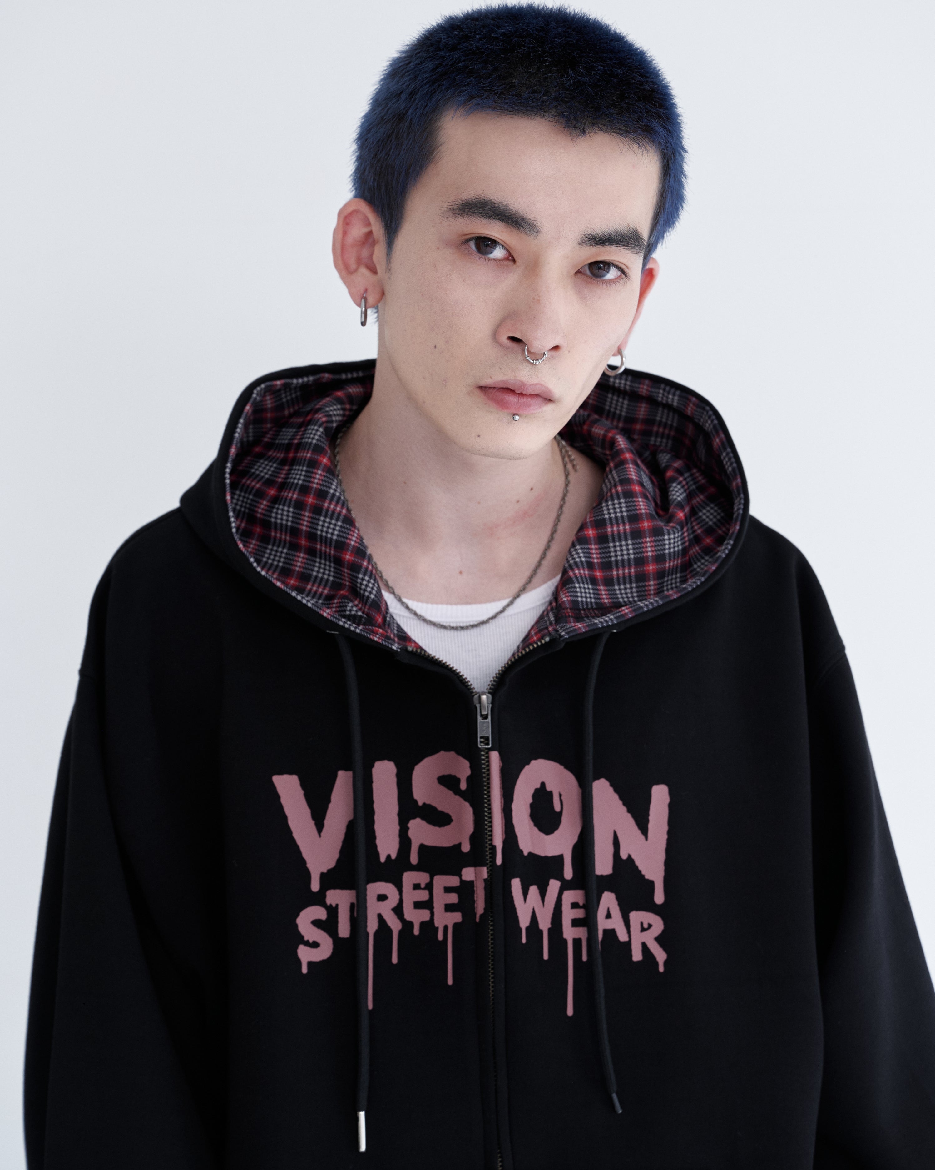 Ghost check hood ZIPPK / ゴーストチェックフードパーカー – Ha-Li-C