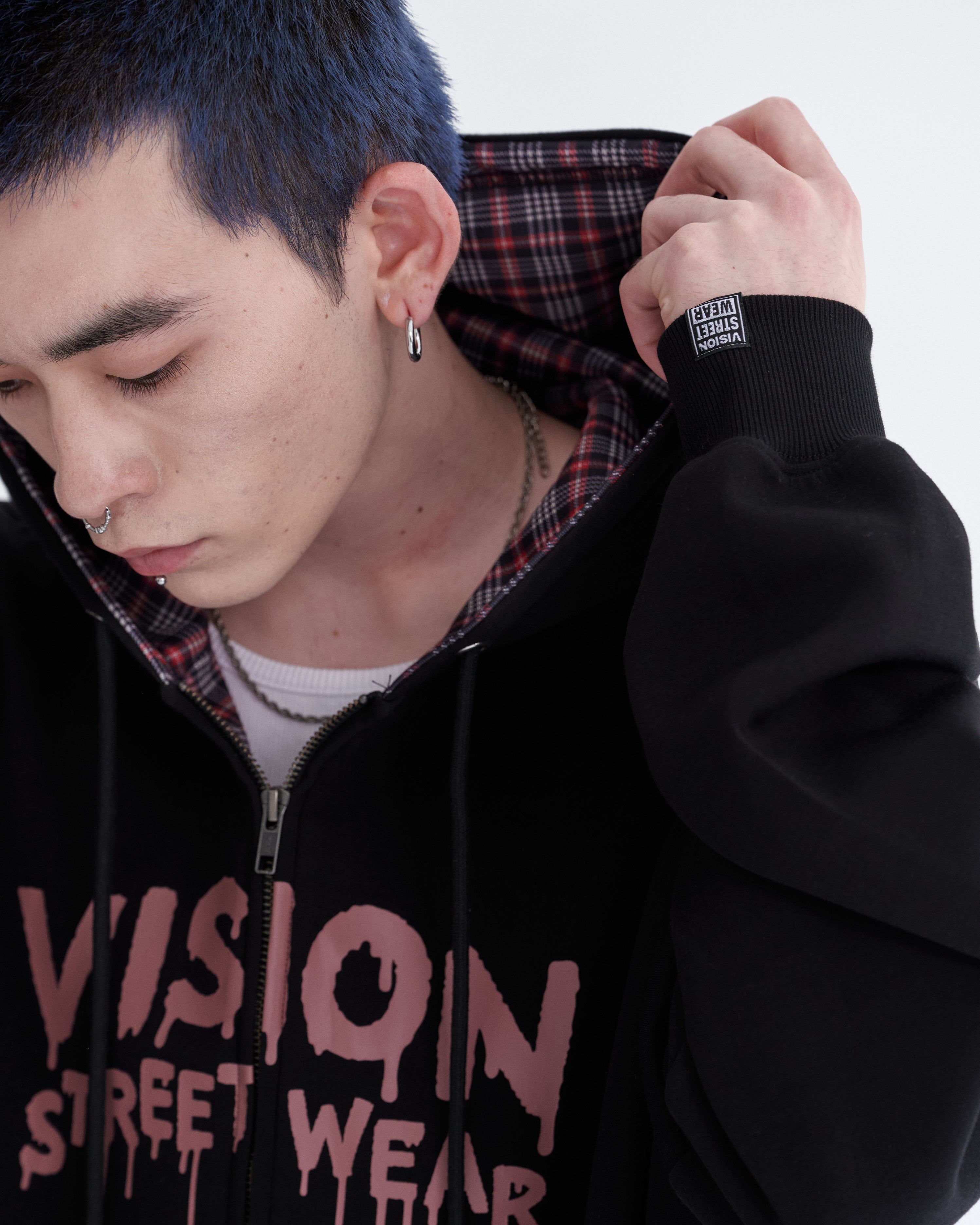 Ghost check hood ZIPPK / ゴーストチェックフードパーカー – Ha-Li-C
