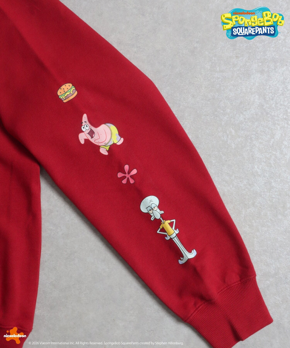 【スポンジ・ボブ】サガラ刺繍　袖プリントスウェット