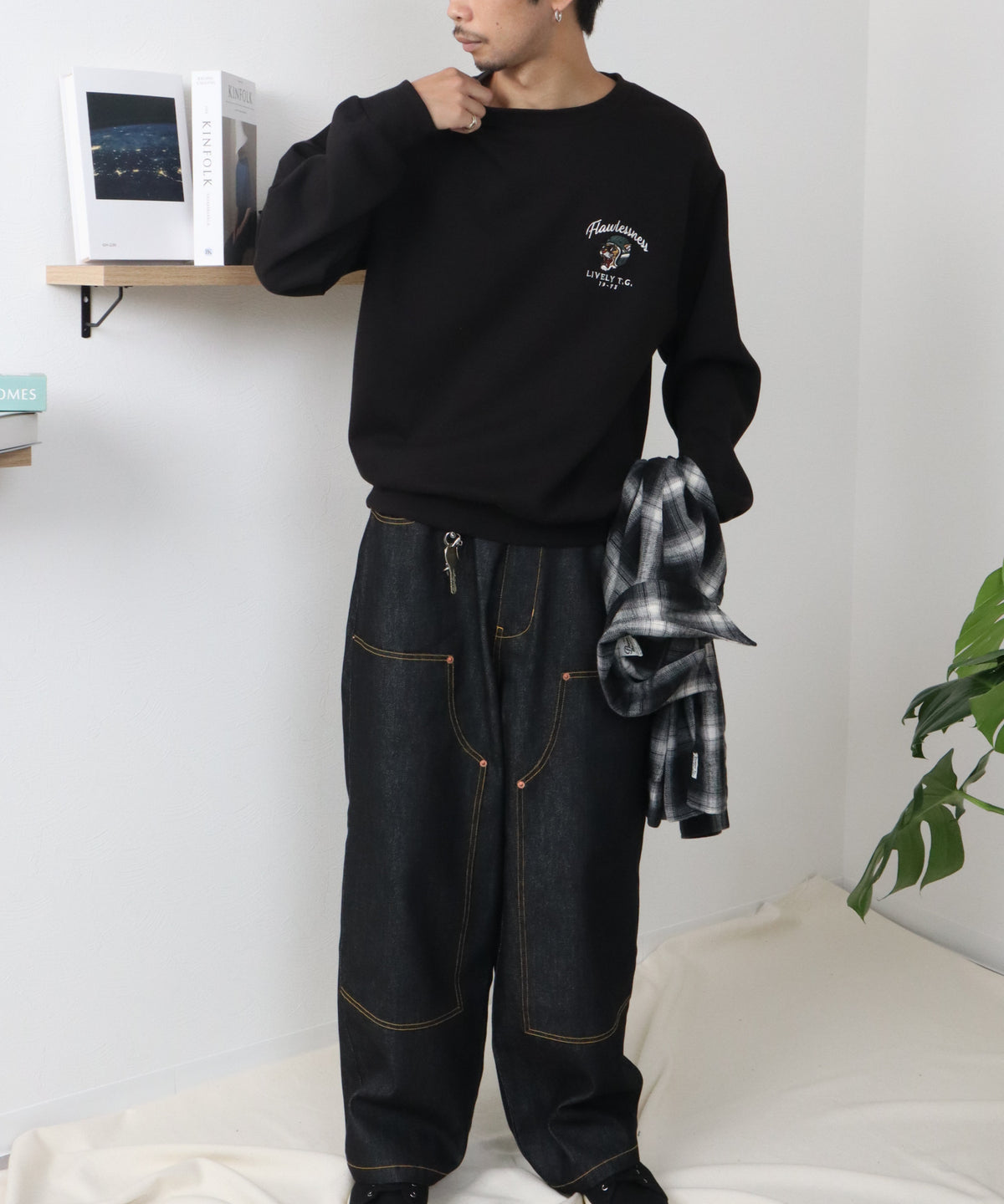 【裏起毛】トラ刺繍スウェット