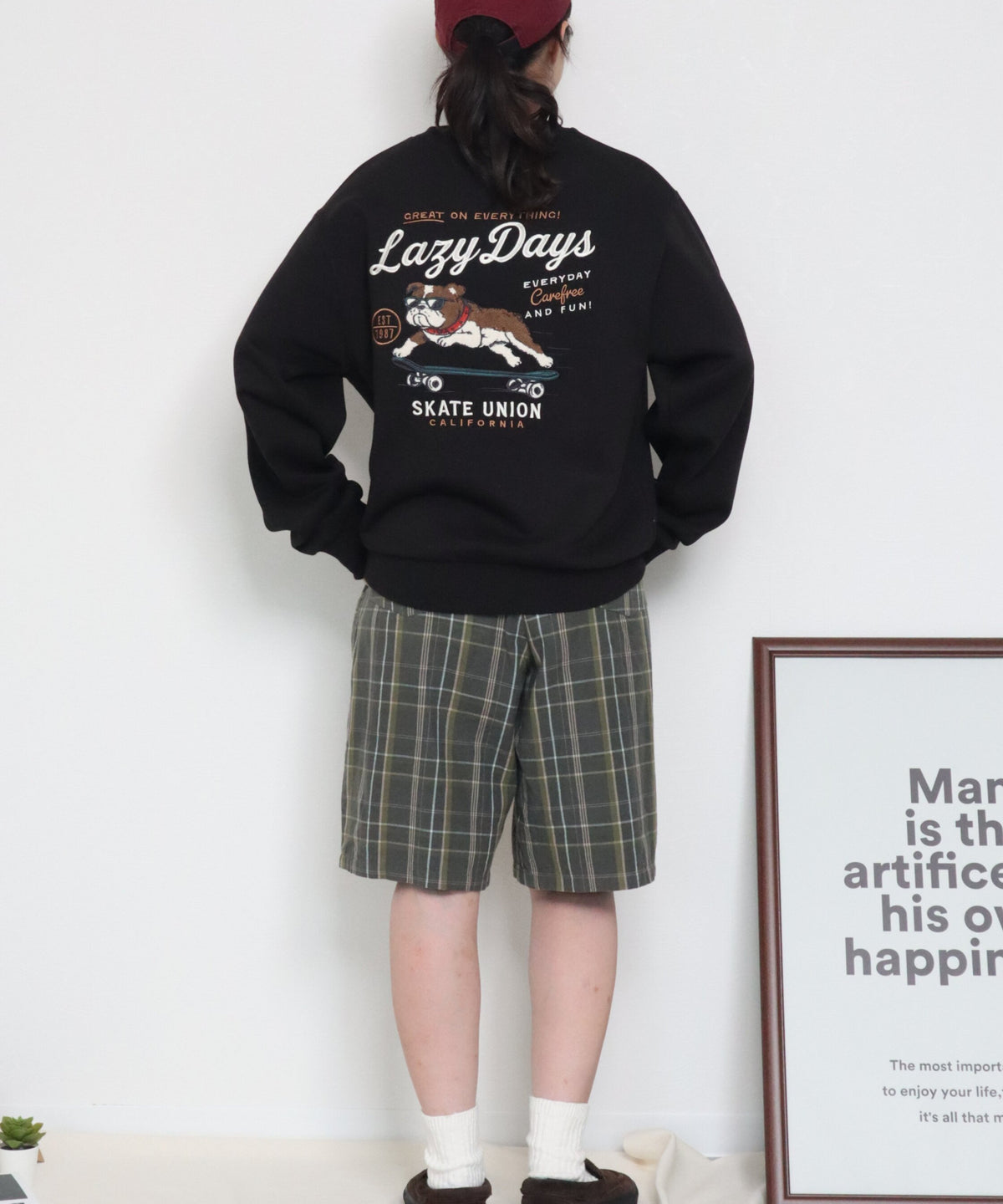 【裏起毛】ブルドッグ刺繍スウェット
