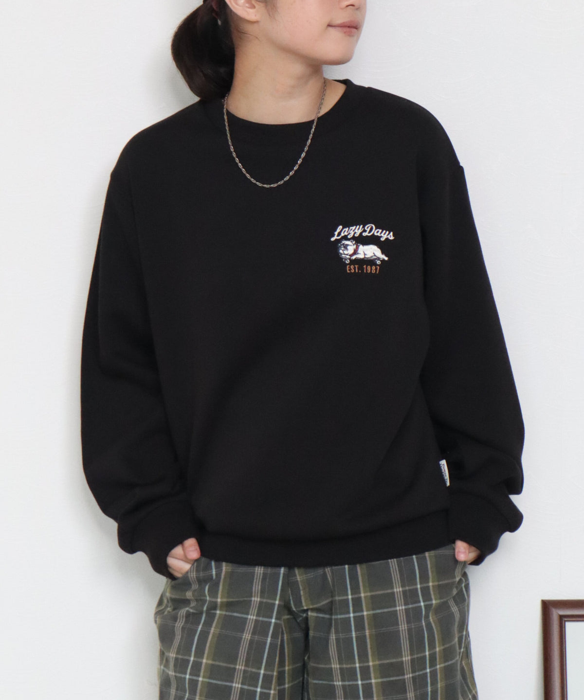 【裏起毛】ブルドッグ刺繍スウェット