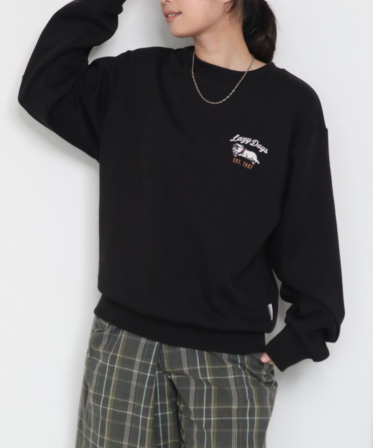 【裏起毛】ブルドッグ刺繍スウェット