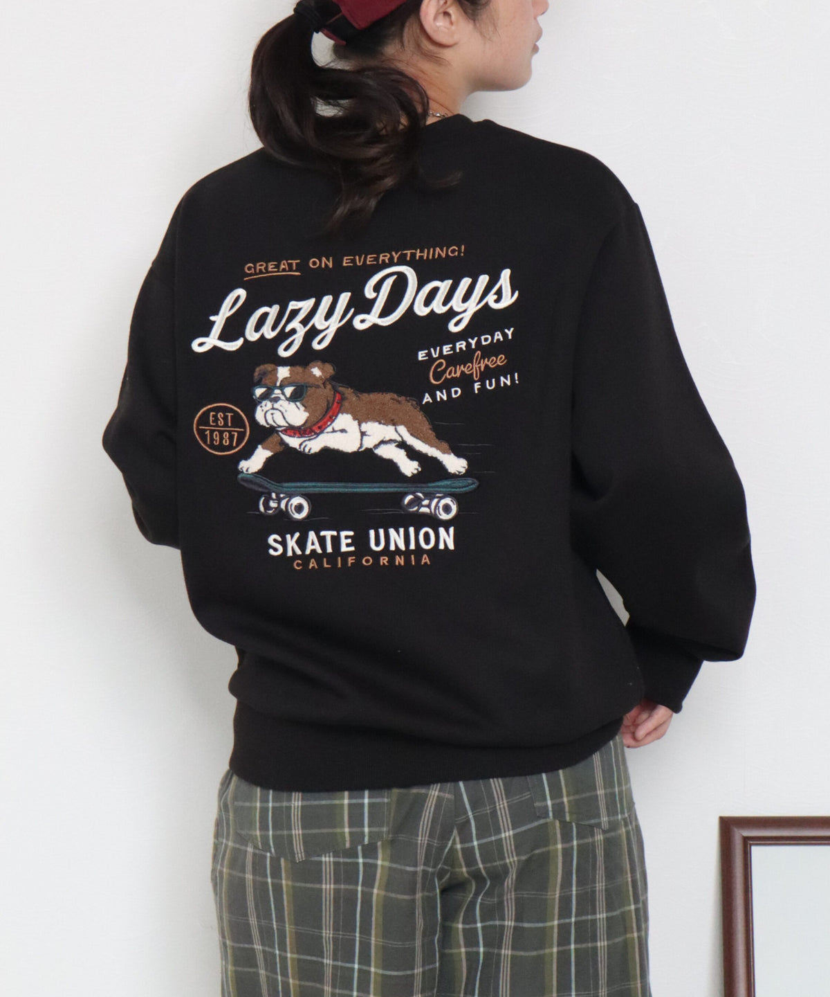 【裏起毛】ブルドッグ刺繍スウェット