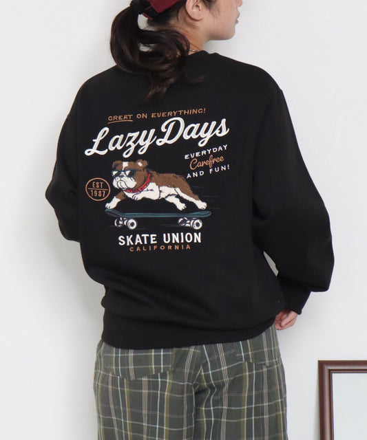 【裏起毛】ブルドッグ刺繍スウェット