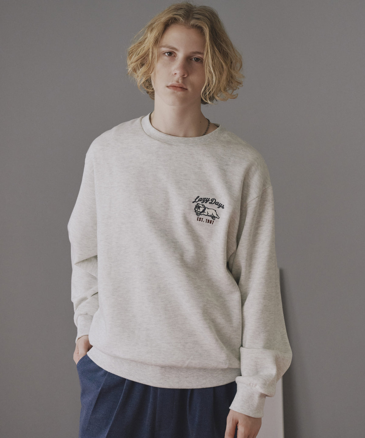 【裏起毛】ブルドッグ刺繍スウェット