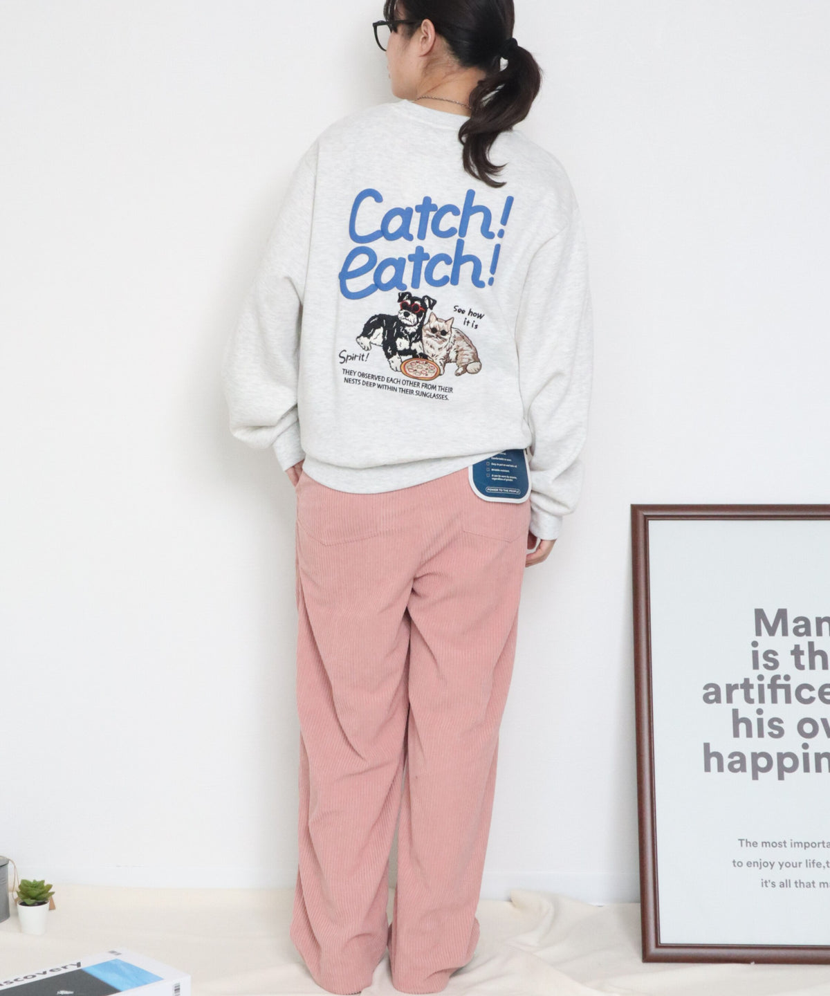 【裏起毛】イヌネコ刺繍スウェット