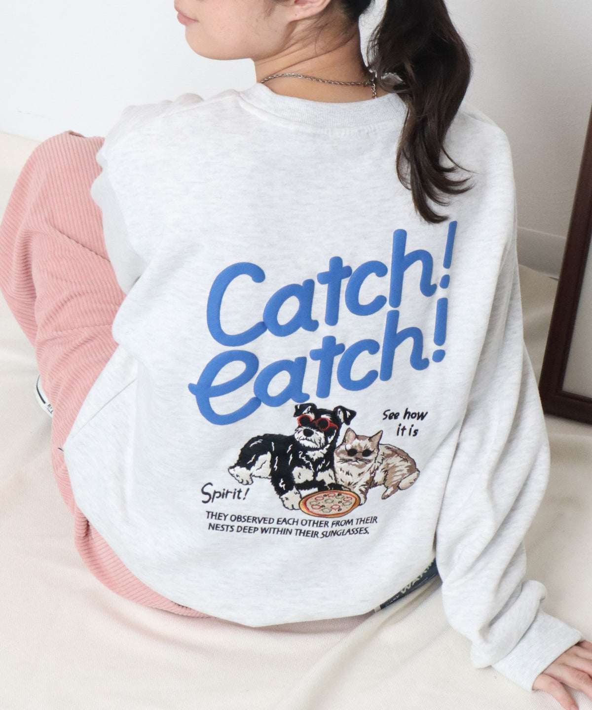 【裏起毛】イヌネコ刺繍スウェット