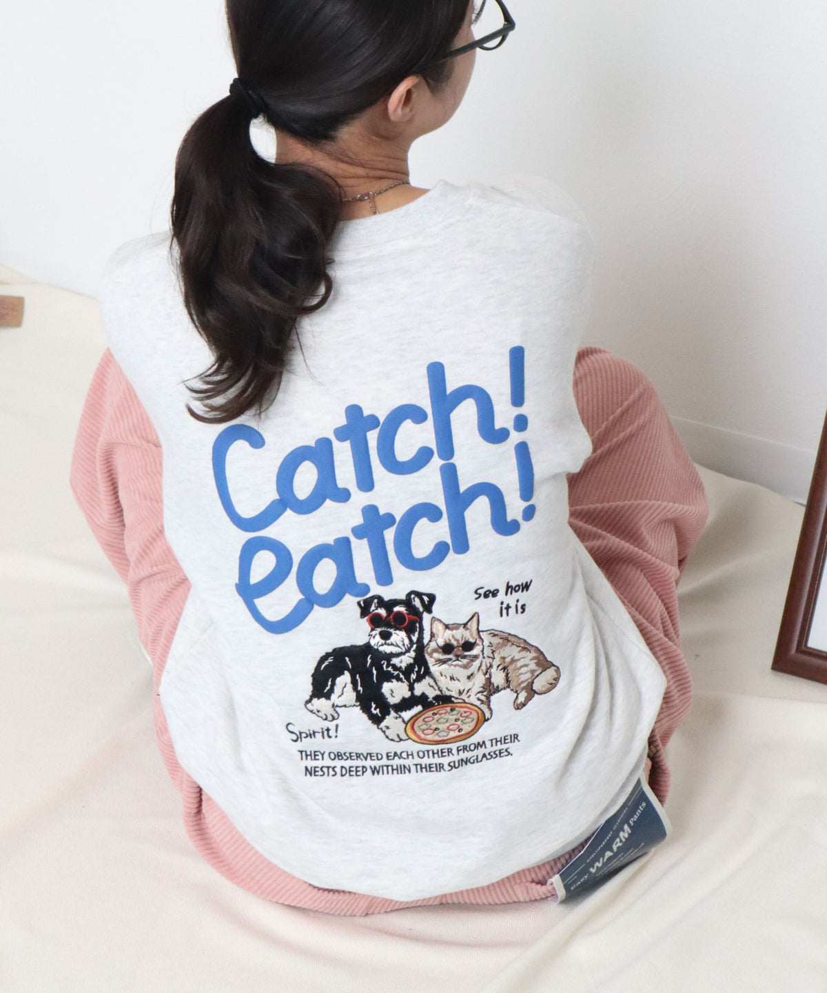 【裏起毛】イヌネコ刺繍スウェット