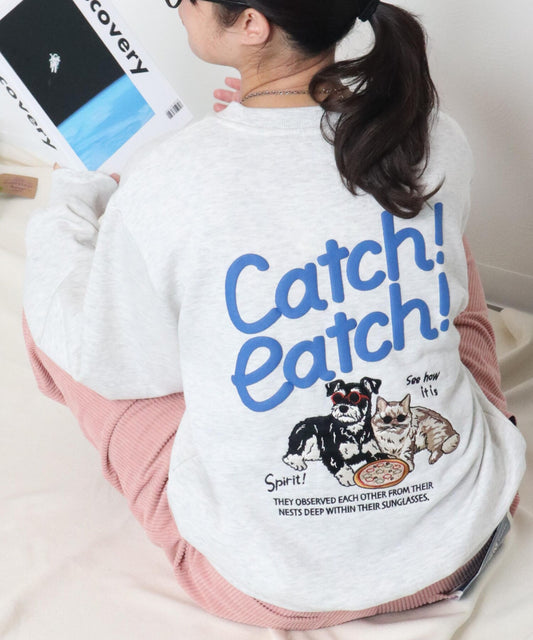 【裏起毛】イヌネコ刺繍スウェット