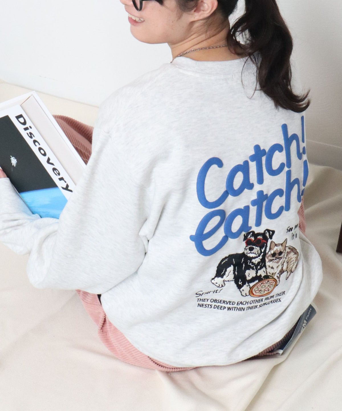【裏起毛】イヌネコ刺繍スウェット