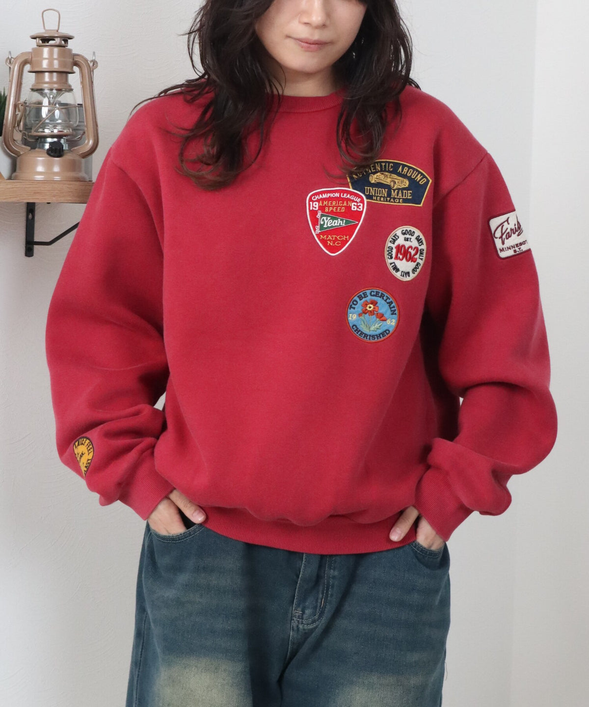 【裏起毛】ワッペン刺繍スウェット