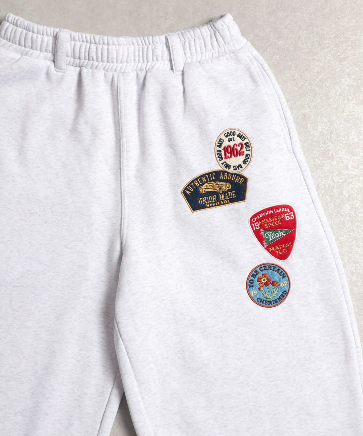 【裏起毛】ワッペン刺繍スウェットパンツ