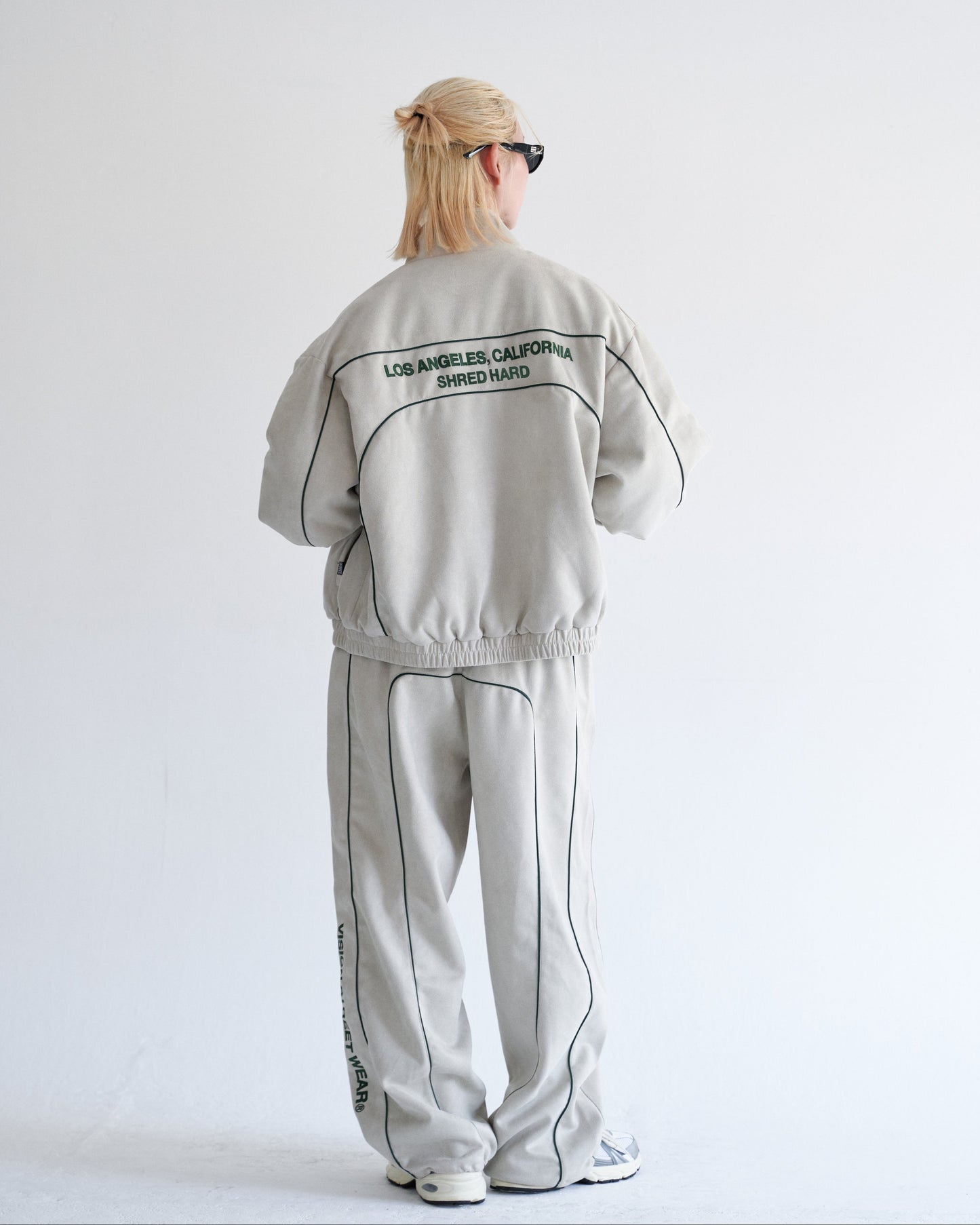 Fake suede piping padded jacket / フェイクスエードパイピング中綿ジャケット