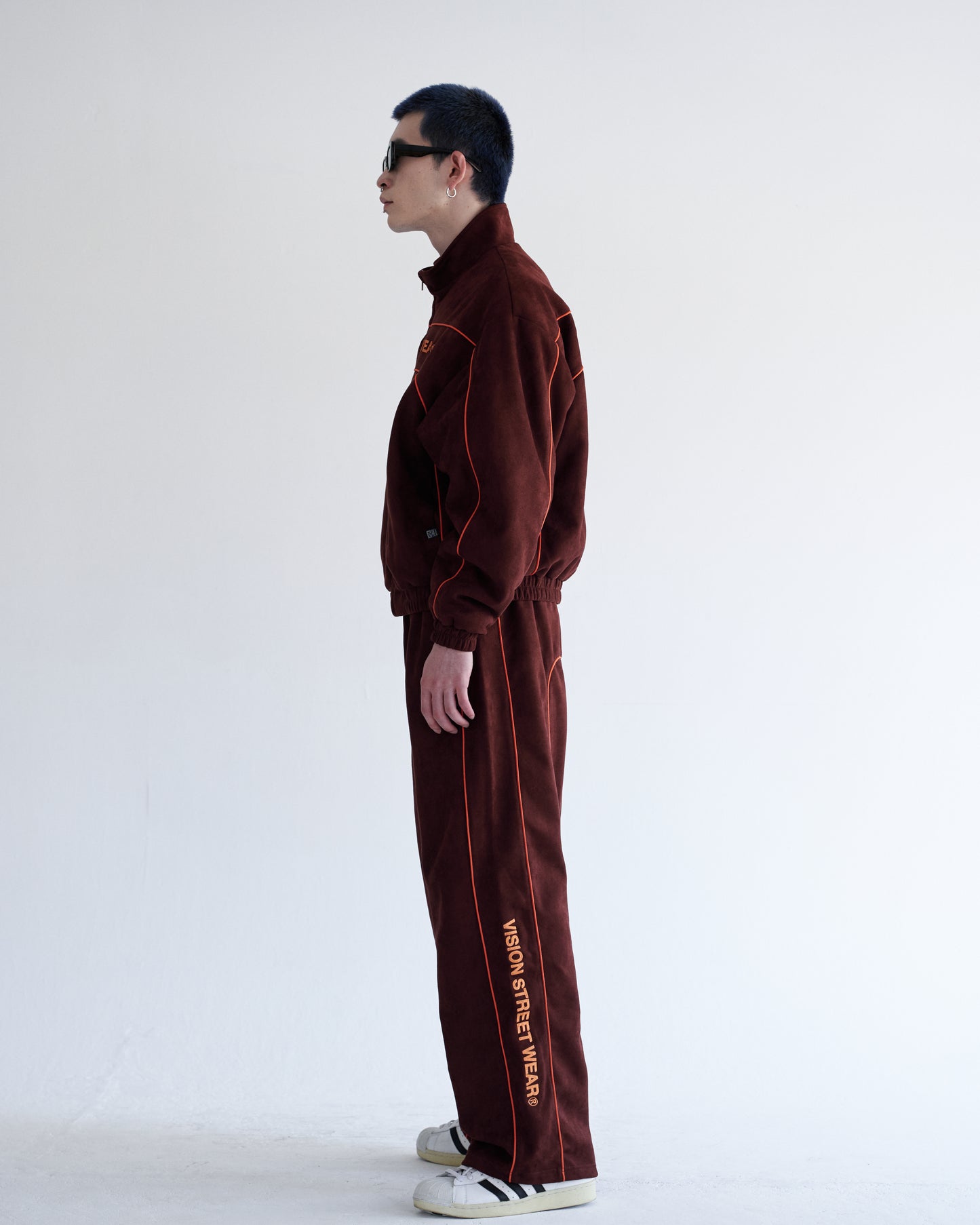 Fake suede piping padded jacket / フェイクスエードパイピング中綿ジャケット