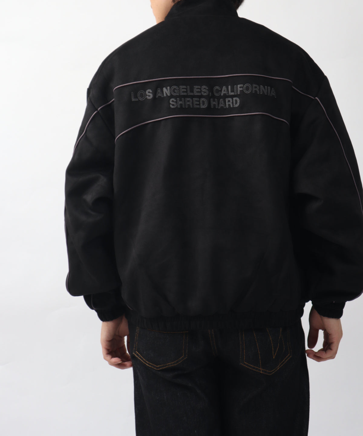 Fake suede piping padded jacket / フェイクスエードパイピング中綿ジャケット