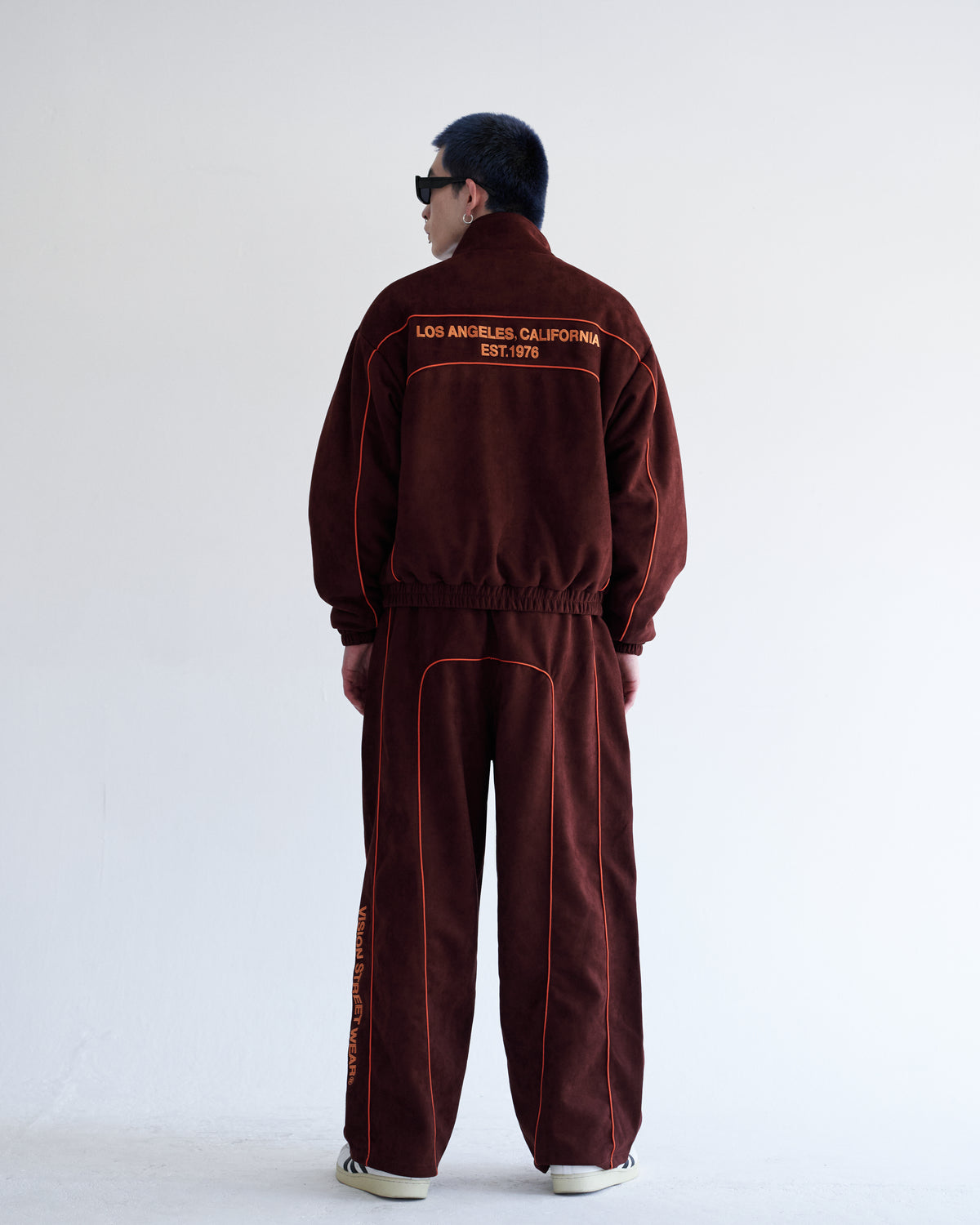 Fake suede piping padded jacket / フェイクスエードパイピング中綿ジャケット