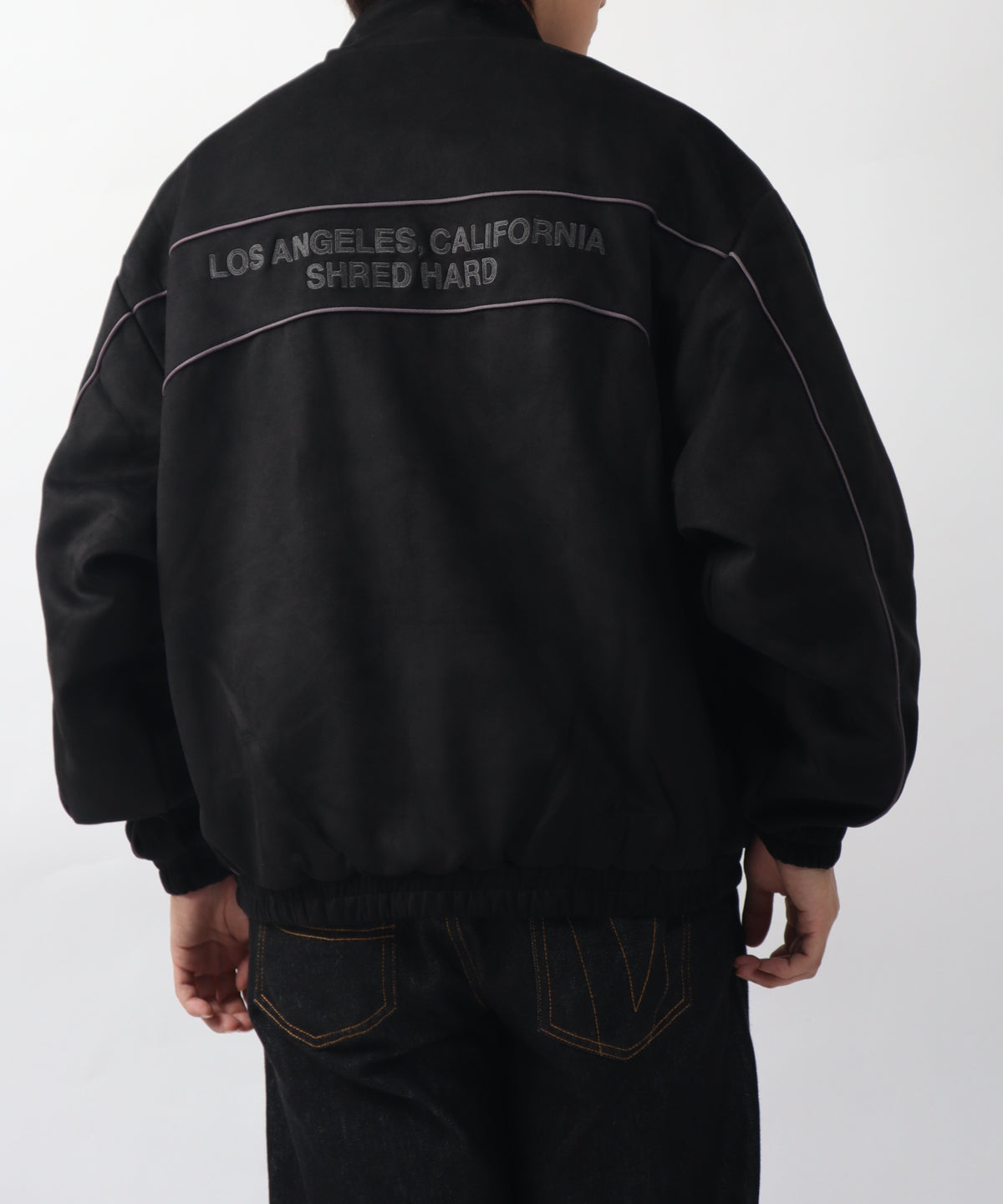 Fake suede piping padded jacket / フェイクスエードパイピング中綿ジャケット