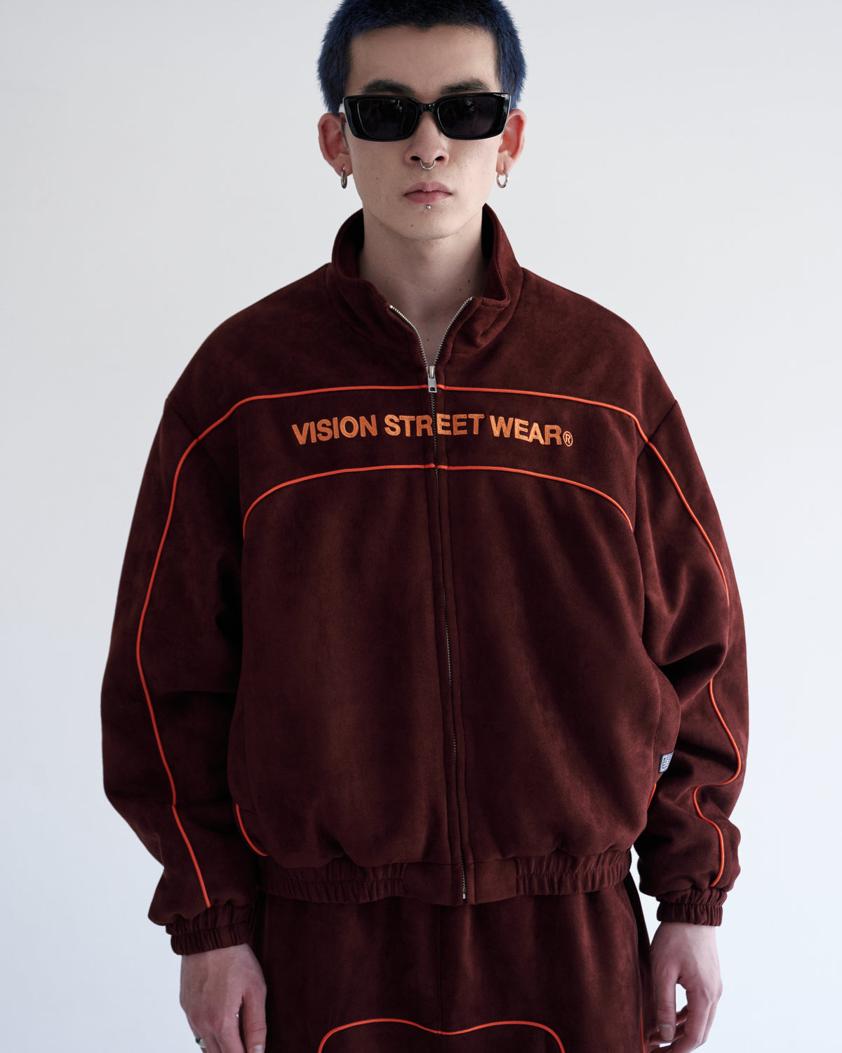 Fake suede piping padded jacket / フェイクスエードパイピング中綿ジャケット
