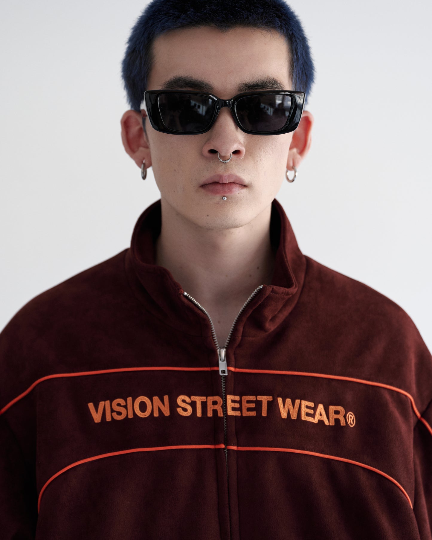 Fake suede piping padded jacket / フェイクスエードパイピング中綿ジャケット