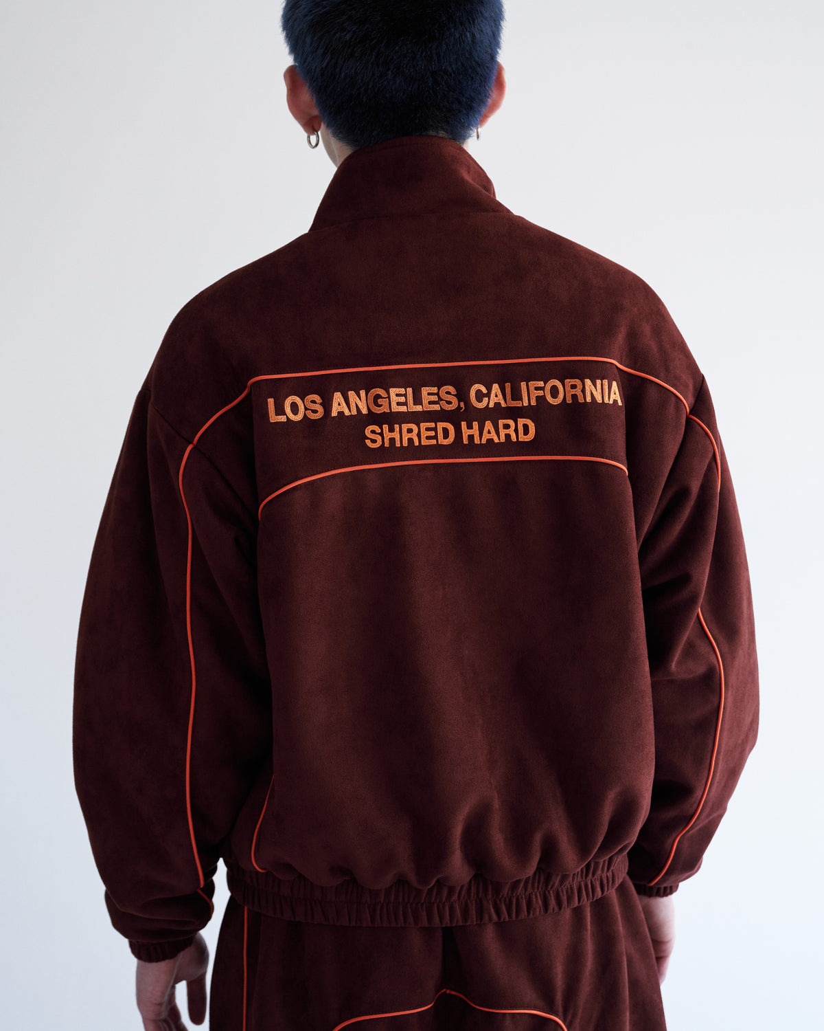 Fake suede piping padded jacket / フェイクスエードパイピング中綿ジャケット