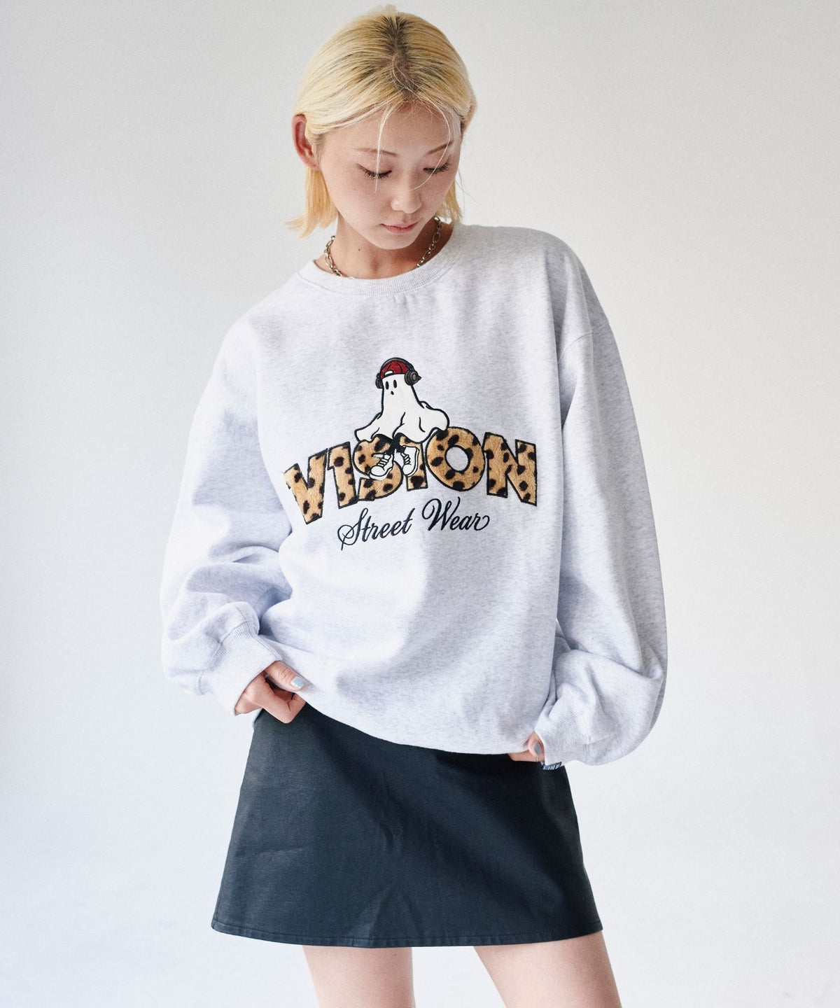 Ghost Logo Sweat / 【裏起毛】ゴースト異素材ロゴスウェット