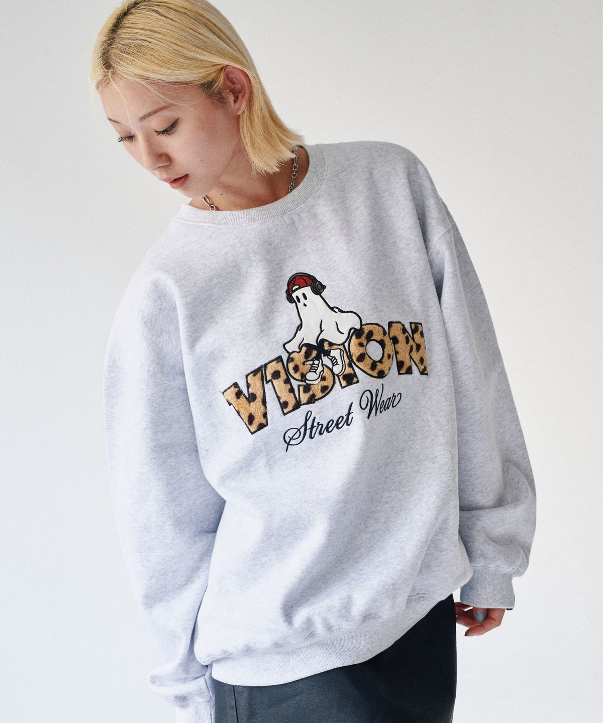 Ghost Logo Sweat / 【裏起毛】ゴースト異素材ロゴスウェット