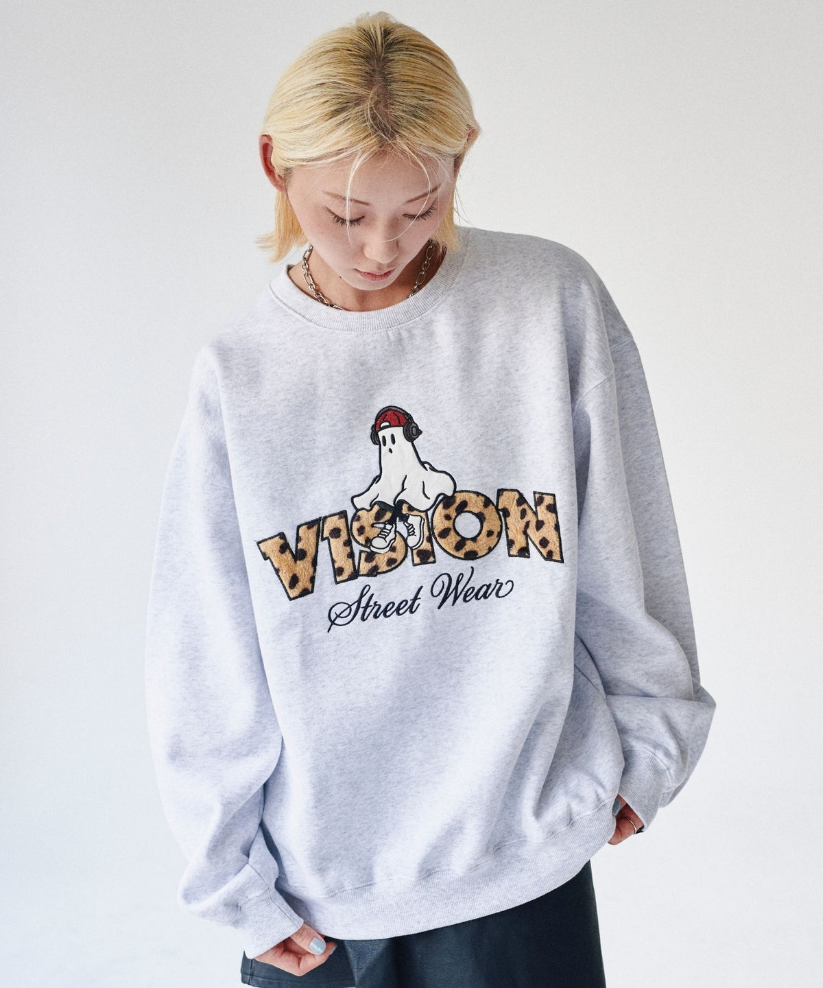 Ghost Logo Sweat / 【裏起毛】ゴースト異素材ロゴスウェット