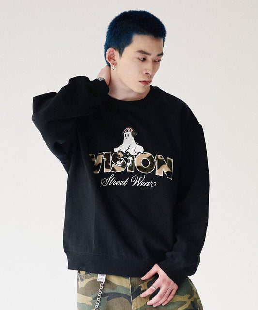 Ghost Logo Sweat / 【裏起毛】ゴースト異素材ロゴスウェット