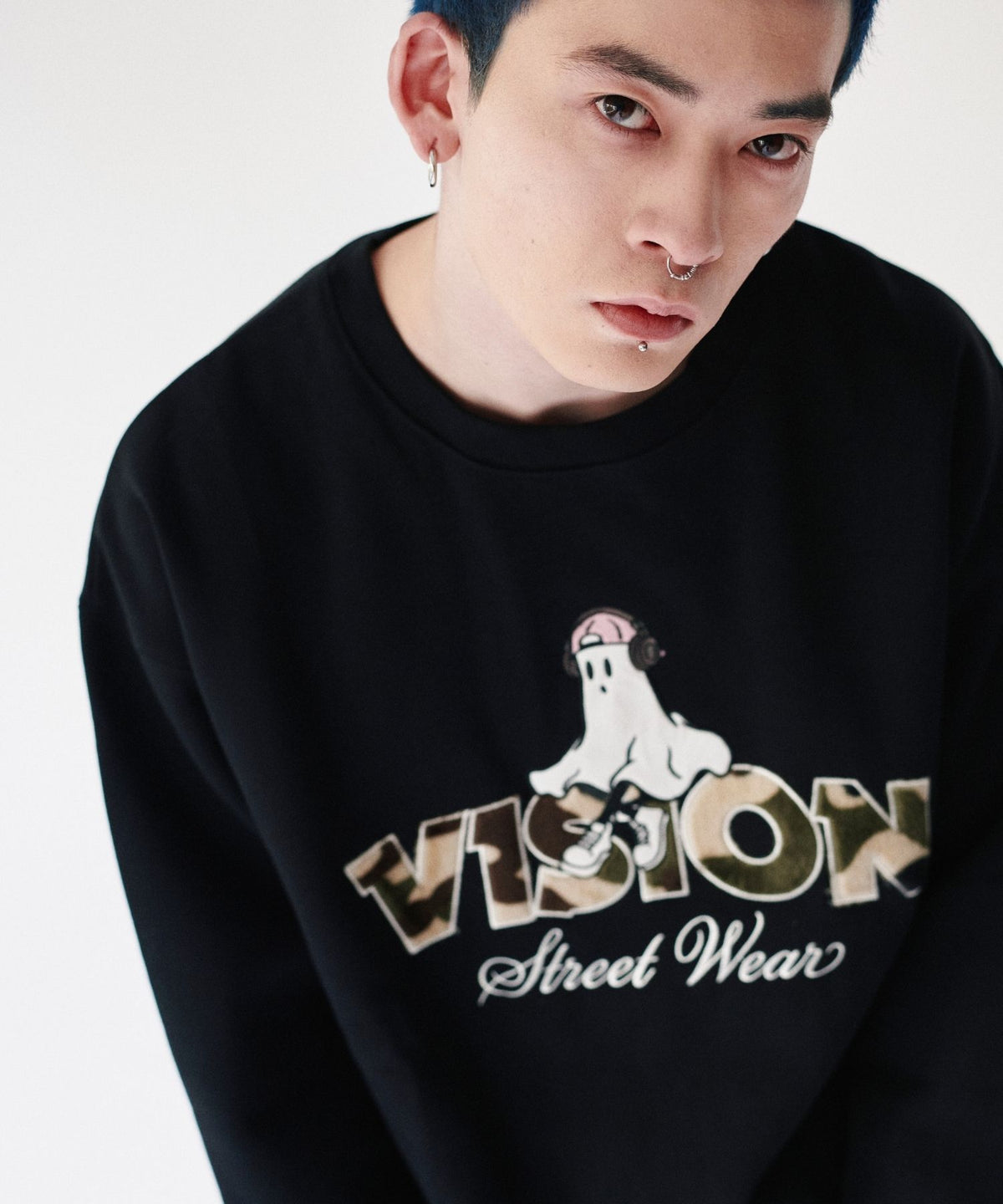 Ghost Logo Sweat / 【裏起毛】ゴースト異素材ロゴスウェット