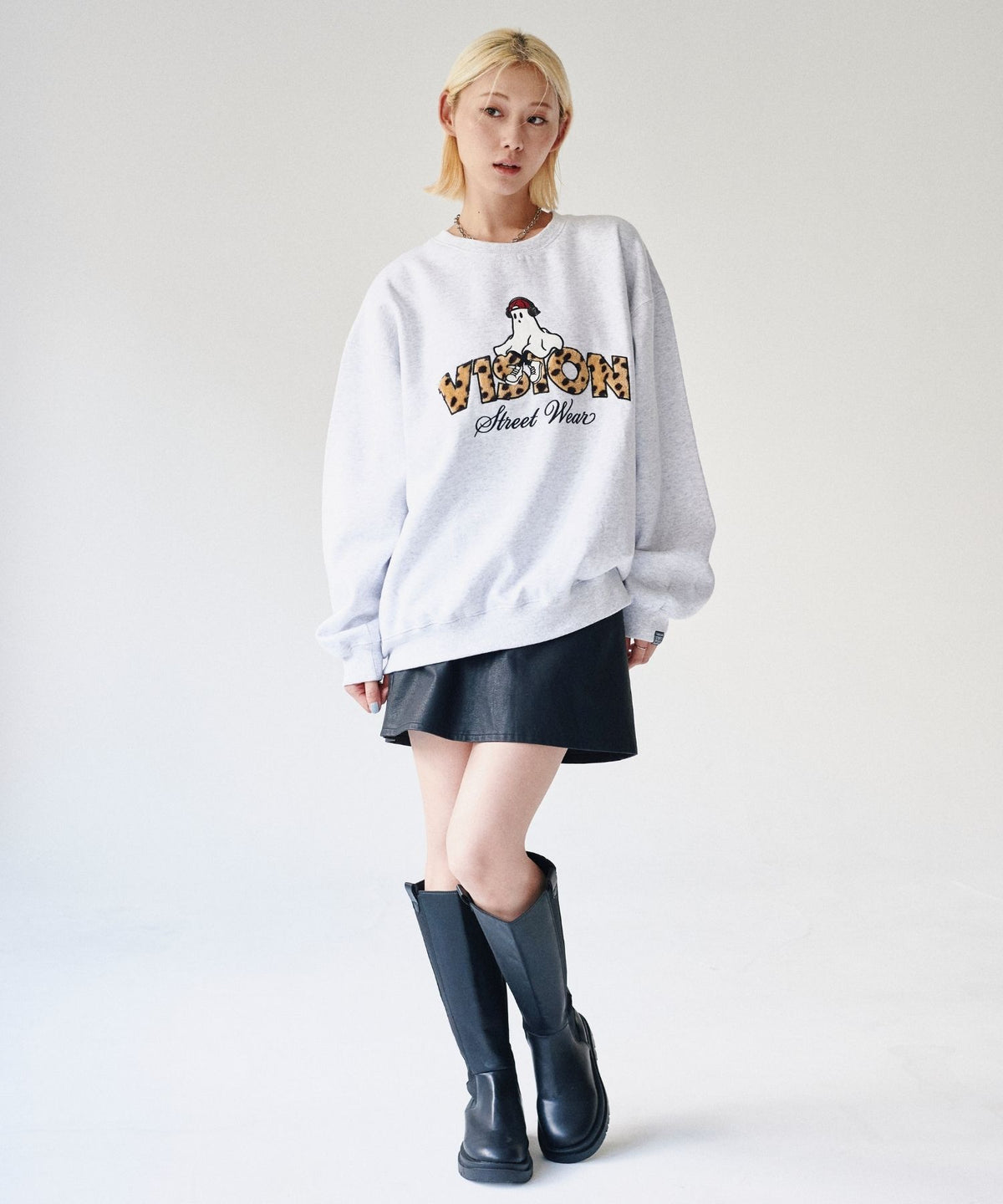 Ghost Logo Sweat / 【裏起毛】ゴースト異素材ロゴスウェット