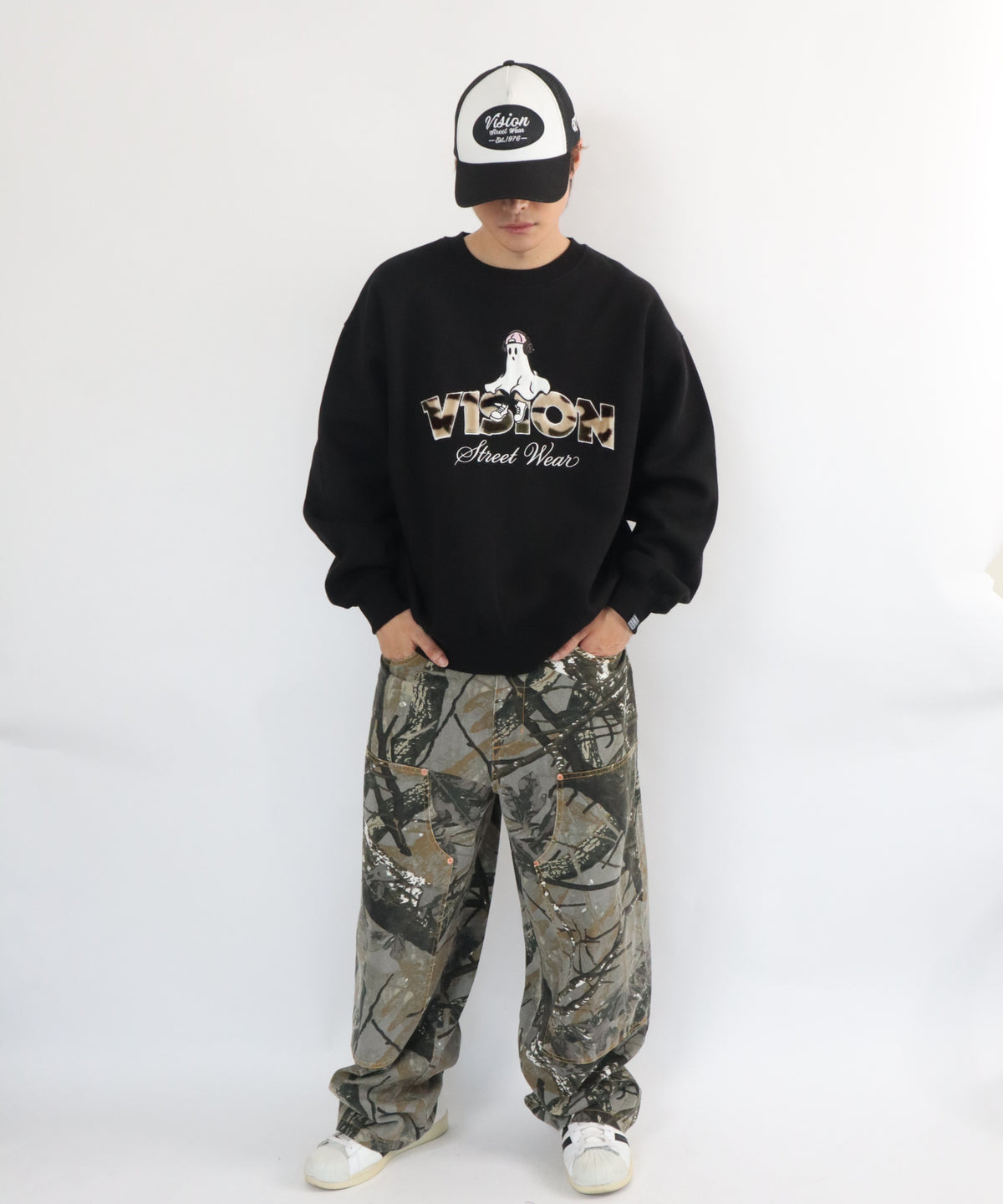 Ghost Logo Sweat / 【裏起毛】ゴースト異素材ロゴスウェット