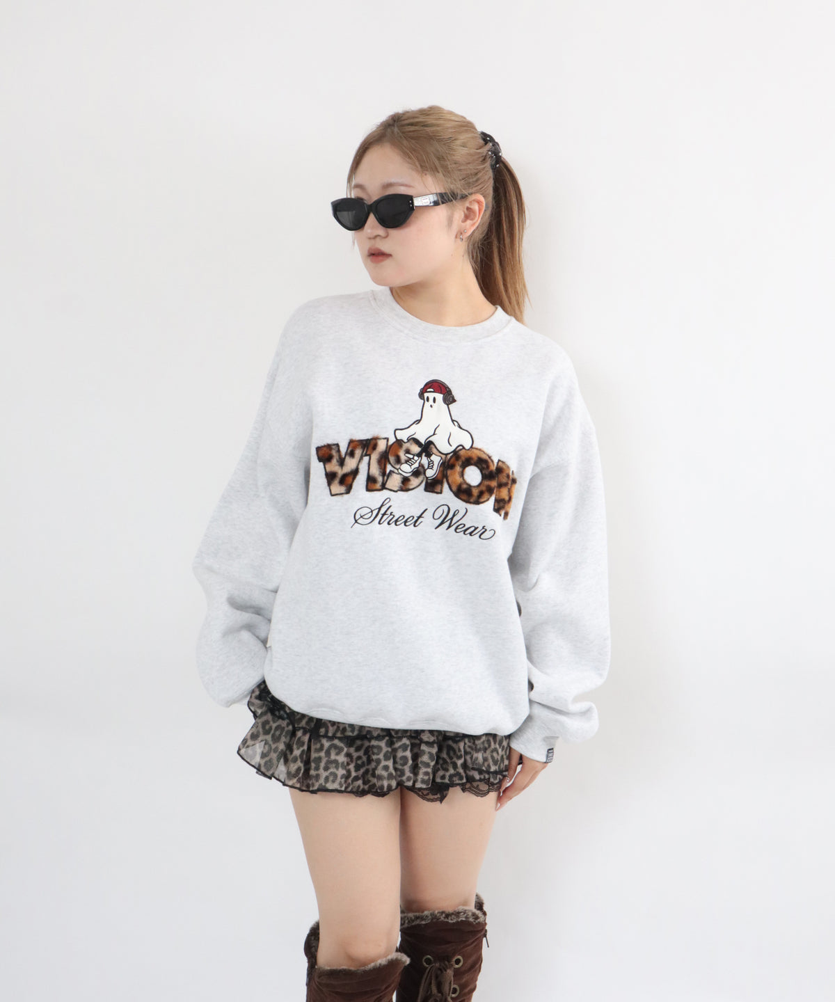 Ghost Logo Sweat / 【裏起毛】ゴースト異素材ロゴスウェット