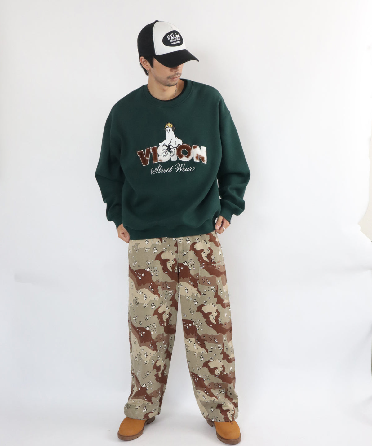 Ghost Logo Sweat / 【裏起毛】ゴースト異素材ロゴスウェット