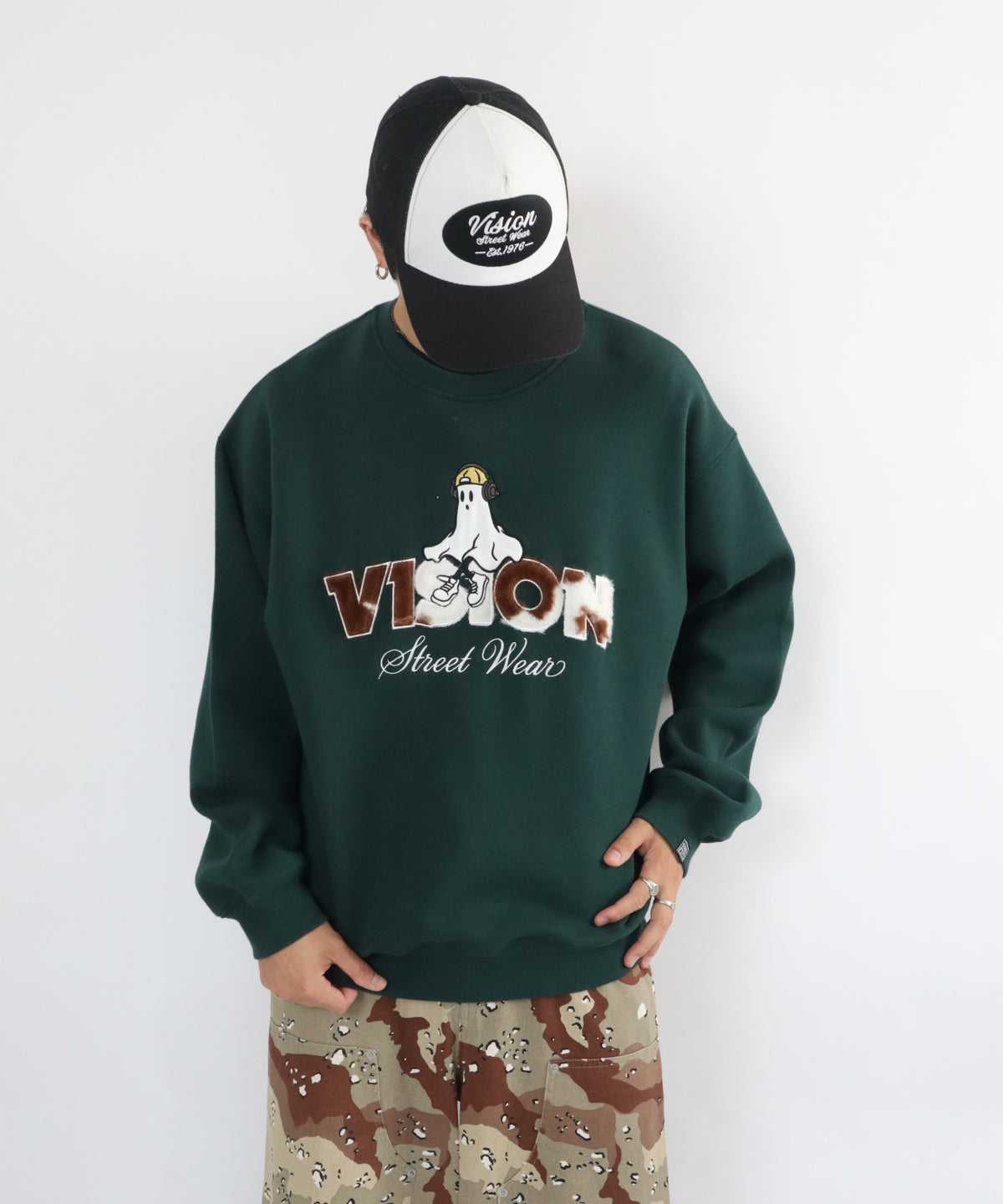 Ghost Logo Sweat / 【裏起毛】ゴースト異素材ロゴスウェット