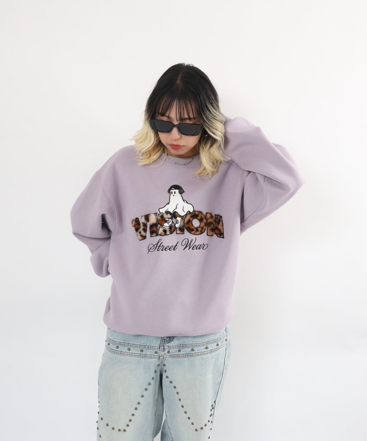 Ghost Logo Sweat / 【裏起毛】ゴースト異素材ロゴスウェット