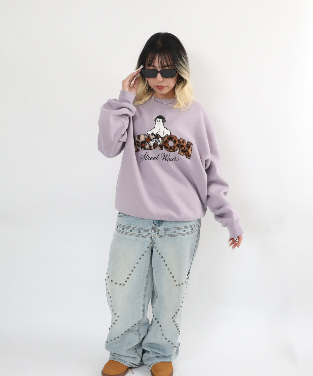 Ghost Logo Sweat / 【裏起毛】ゴースト異素材ロゴスウェット