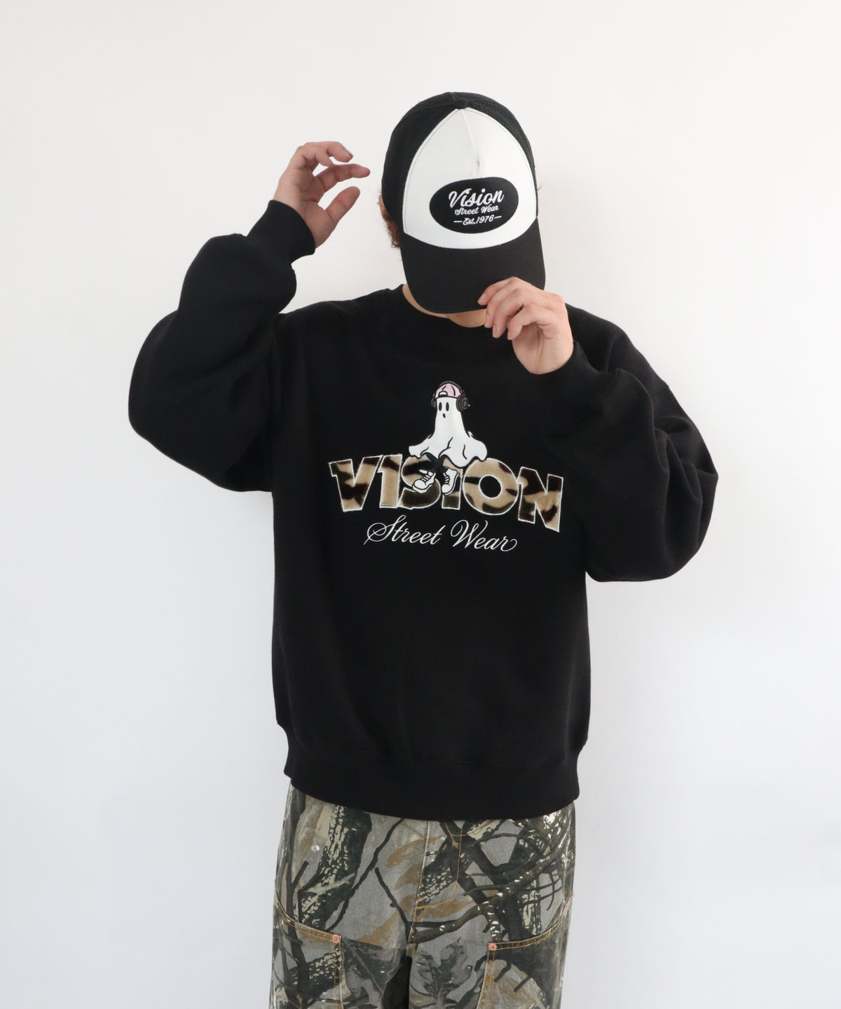 Ghost Logo Sweat / 【裏起毛】ゴースト異素材ロゴスウェット