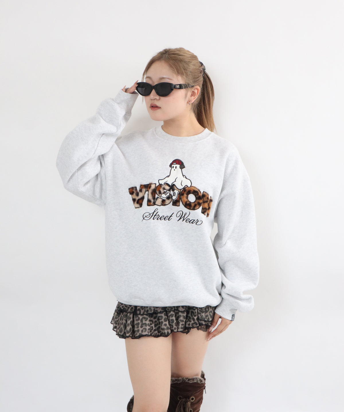 Ghost Logo Sweat / 【裏起毛】ゴースト異素材ロゴスウェット