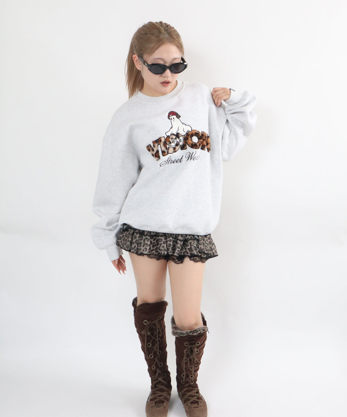 Ghost Logo Sweat / 【裏起毛】ゴースト異素材ロゴスウェット