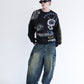 All print fleece Sweat / 【裏起毛】ラクガキ総柄スウェット