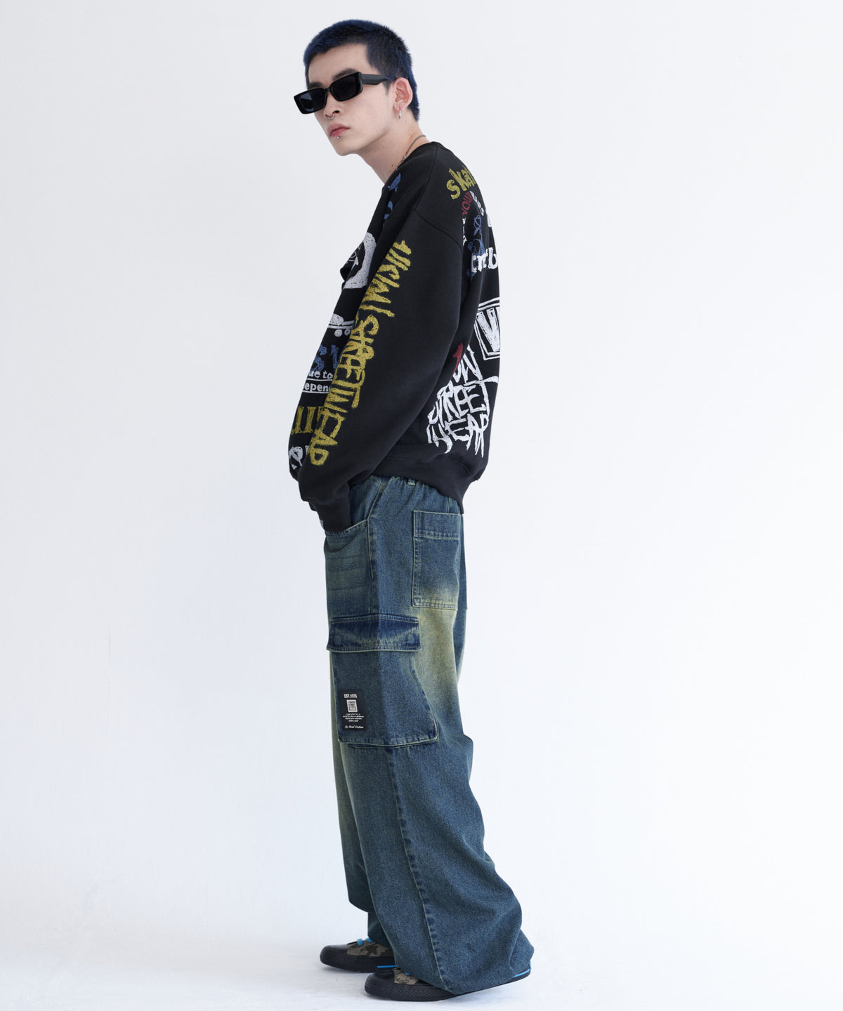 All print fleece Sweat / 【裏起毛】ラクガキ総柄スウェット