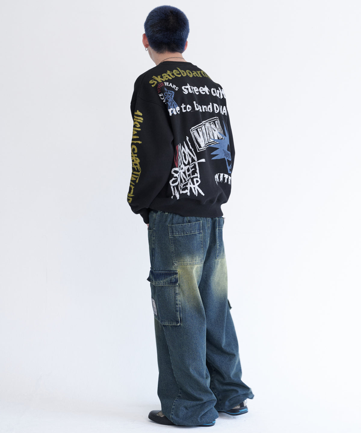 All print fleece Sweat / 【裏起毛】ラクガキ総柄スウェット