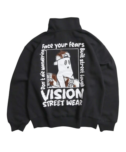 Ghost Zip Sweat / 【裏起毛】ゴースト異素材ハーフジップ